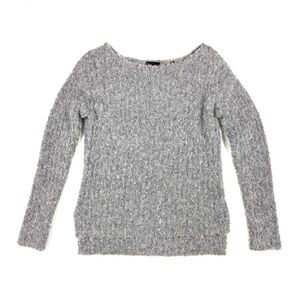ATM Anthony Thomas Melillo chunky gray nubby knit sweater fuzzy chunky cozy XS